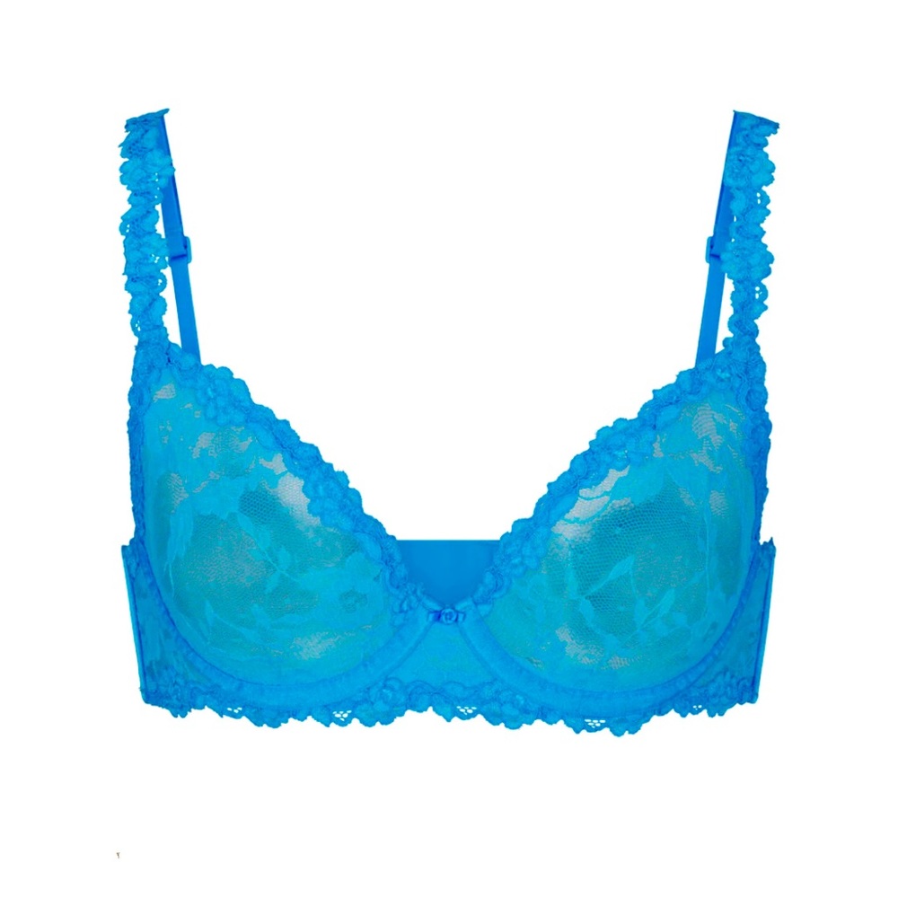 Skims Unlined Demi Bra Stretch Lace Mykonos Blue - NWT, Size 42DDD or 42F